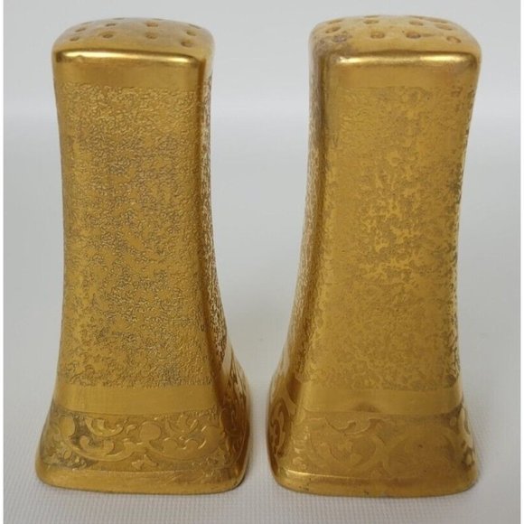 Pickard Dining Vintage Porcelain Gold Filigree Salt And Pepper